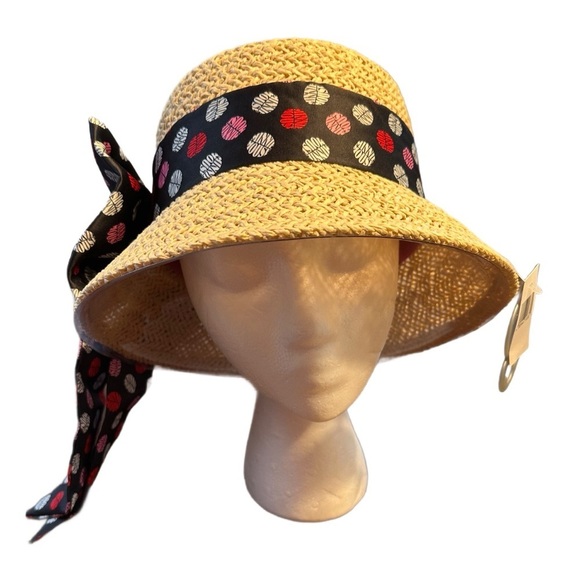 Women’s Authentic Disney Minnie Mouse Straw Hat with Polka Dot Ribbon - NWT - Picture 3 of 8